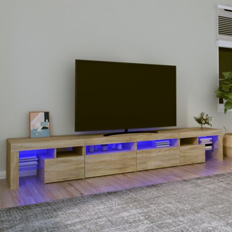 Vidaxl – Meuble TV avec éclairage LED – Bois d'ingénierie sonoma – Dimensions 260x36,5x40 cm – Grand espace de rangement – Usage intérieur
