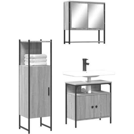 vidaXL Ensemble de meubles de salle de bain 3 pcs Sonoma gris (1/5)