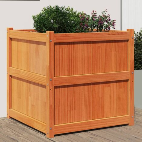 Jardinière cire marron 70x70x70 cm bois de pin massif vidaXL (1/5)
