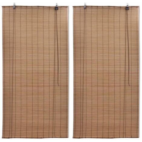 Vidaxl – Stores roulants en bambou 2 pcs 100x160 cm marron – Lattes tissées pour filtration lumière – Faciles à nettoyer – Installation rapide