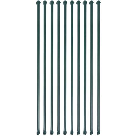 Vidaxl – Poteau pour clôture 10 pcs 1 m métal vert – Antirouille et hydrofuge – Pour sécuriser arbres et plantes
