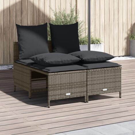 vidaXL Salon de jardin 4 pcs avec coussins gris résine tressée (1/5)