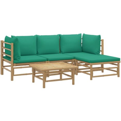 Salon de jardin 5 pcs avec coussins vert bambou vidaXL