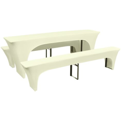 Housse pour table de pique-nique/bancs 3 pièces Crème vidaXL