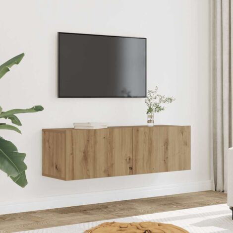 Vidaxl – Meuble TV mural 2 pcs en bois d'ingénierie chêne artisanal 100x30x30 cm – Capacité 60 kg – Avec portes abattantes