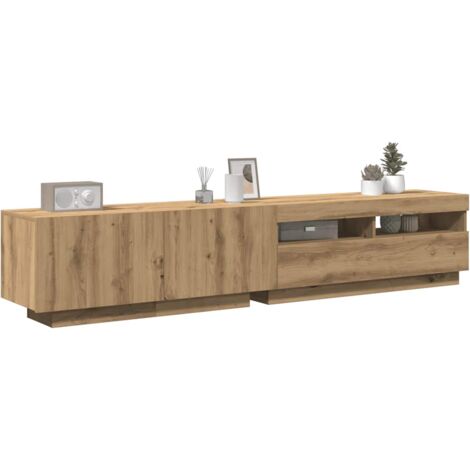 Vidaxl – Meuble TV avec lumière LED RVB – Chêne artisanal en bois d'ingénierie – Dimensions 100 x 35 x 40 cm – Espace de rangement optimisé