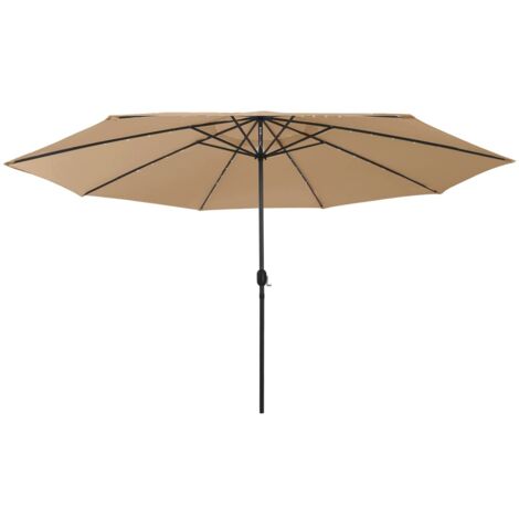 Parasol de jardin avec lumières LED et mât en métal 400cm taupe vidaXL