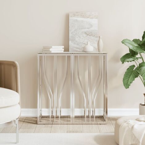 Table console argenté 70x30x70 cm acier inoxydable et verre vidaXL