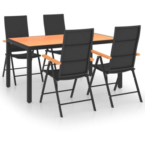 vidaXL Ensemble à manger de jardin 5 pcs noir et marron (1/5)