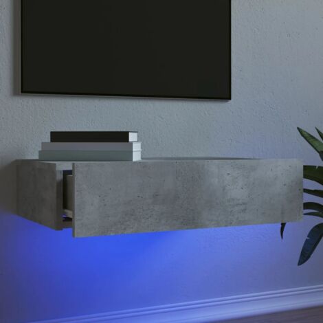 Vidaxl – Meuble TV gris béton 60x35x15,5 cm – Éclairage LED RVB – Bois d'ingénierie résistant à l'humidité – Design élégant