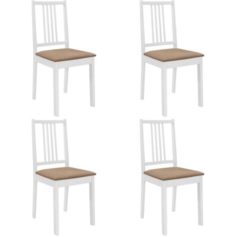 Vidaxl – Lot de 4 chaises à manger avec coussins – Bois solide blanc – Confort optimal – Dimensions 40x49x88,5 cm – Hauteur d'assise 44 cm