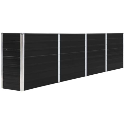Vidaxl – Jardinière rectangulaire 320x40x77 cm en acier galvanisé anthracite – Bord replié pour sécurité – Grand espace pour plantes et fleurs