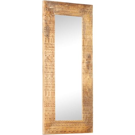 Vidaxl – Miroir sur pied sculpté à la main 110x50 cm – Bois de manguier massif – Finition naturelle – Décoration unique pour intérieur - vidaXL613083
