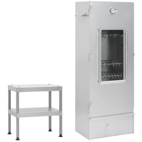 Fumoir à four à barbecue avec table acier galvanisé vidaXL