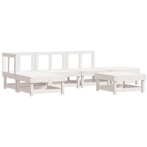 Salon de jardin 6 pcs Blanc Bois de pin massif vidaXL (1/5)