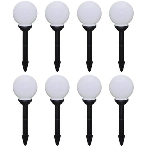 vidaXL 8 pcs Lampes d'allée d'extérieur à LED 15 cm et piquet au sol