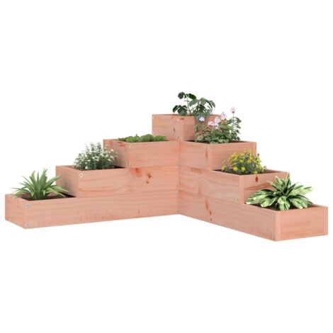 Vidaxl – Jardinière en bois de douglas massif 4 niveaux 80,5x79x36 cm – Design en forme de L – Sans fond pour cultiver plantes et légumes