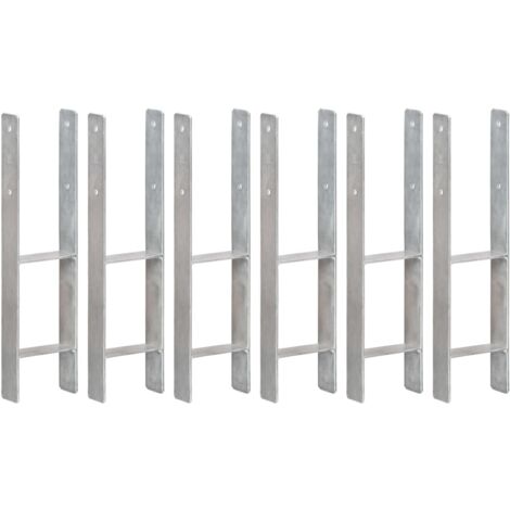 Piquets de clôture 6 pcs Argenté 14x6x60 cm Acier galvanisé vidaXL