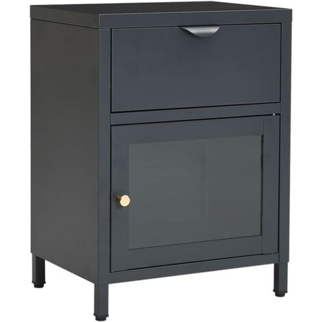 Table de chevet Anthracite 40x30x54,5 cm Acier et verre vidaXL (1/5)