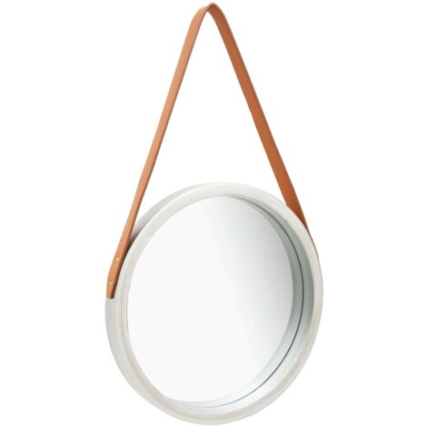 vidaXL Miroir mural avec sangle 40 cm Argenté