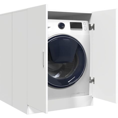 Vidaxl – Meuble machine à laver blanc 71x71,5x91,5 cm – Bois d'ingénierie – 2 portes pour rangement – Fixation murale incluse