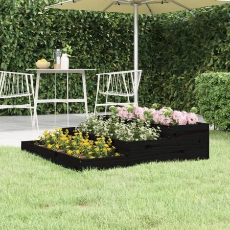 Jardinière Noir 107x107x27 cm Bois massif de pin vidaXL (1/5)