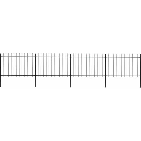 Clôture de jardin avec dessus en forme de lance en acier 714,5 x 120 cm Noir vidaXL