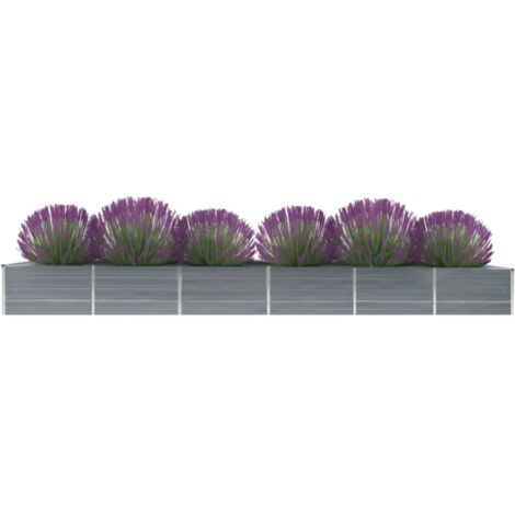 Lit surélevé de jardin Acier galvanisé 480x80x45 cm Gris vidaXL