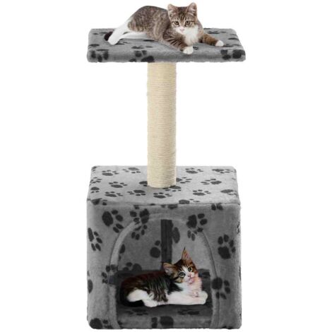 Arbre à chat avec griffoirs en sisal 55 cm Gris Motif de pattes vidaXL (1/5)