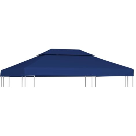 Toile supérieure de belvédère 2 niveaux 310 g/m² 4x3 m Bleu vidaXL