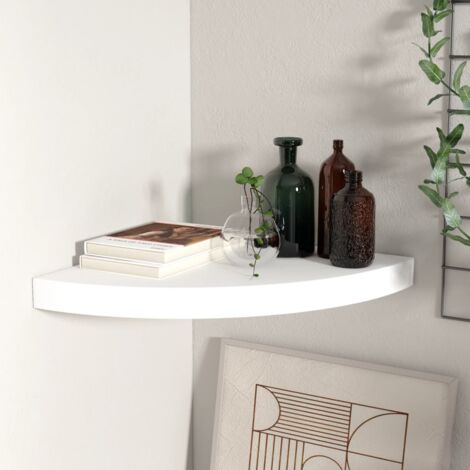 Vidaxl – Étagère murale d'angle flottante blanche 35x35x3,8 cm – MDF alvéolaire – Système de montage invisible – Charge max 5 kg (1/8)