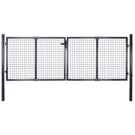Vidaxl – Portail grillagé en acier galvanisé 300 x 100 cm – Résistant à la rouille – Installation facile avec charnières à boulon – Piquet de sol inclus (1/7)