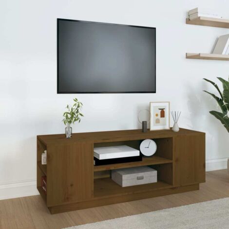 vidaXL Meuble TV Marron miel 110x35x40,5 cm Bois de pin massif (1/5)