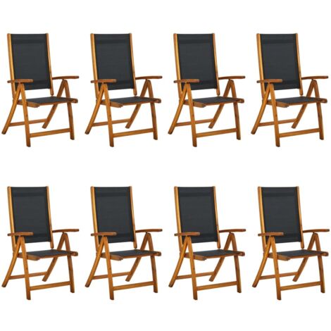 vidaXL Chaises de jardin pliantes lot de 8 acacia massif et textilène