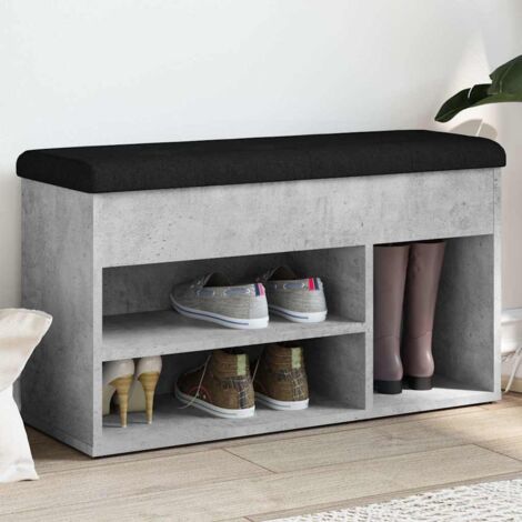 vidaXL Banc à chaussures gris béton 82x32x45,5 cm bois