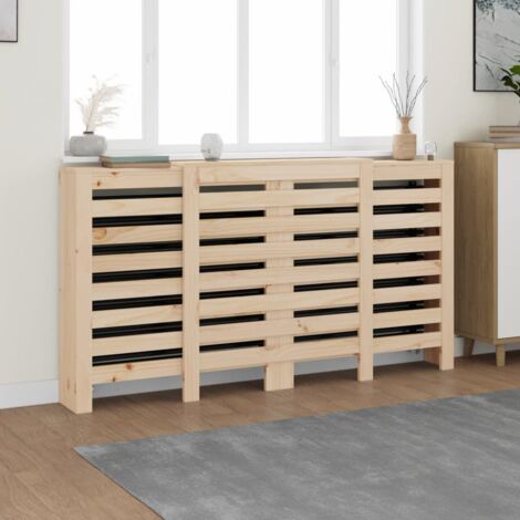 Vidaxl – Cache-radiateur en bois massif de pin 210x21x85 cm – Design moderne à lattes – Étagère pratique pour livres et ornements