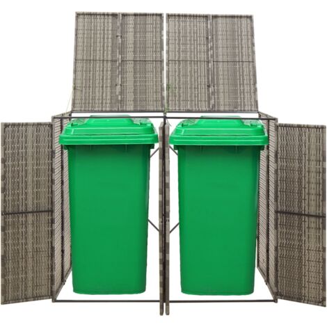 Abri pour poubelle double Gris 140x80x117 cm Résine tressée vidaXL