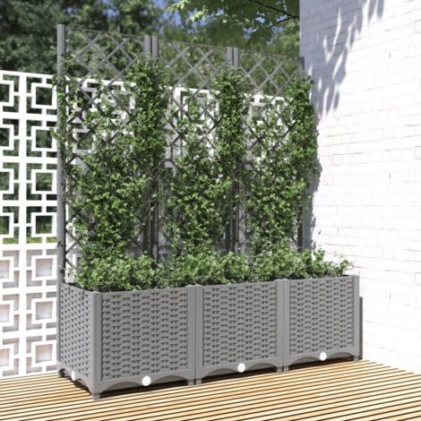 Vidaxl – Jardinière avec treillis en polypropylène – Dimensions 120x40x136 cm – Support pour plantes grimpantes – Idéale pour patios et terrasses