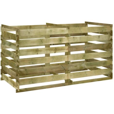 Vidaxl – Bac à compost en bois de pin imprégné 180x90x90 cm – Résistant à la pourriture – Circulation d'air optimale pour compostage