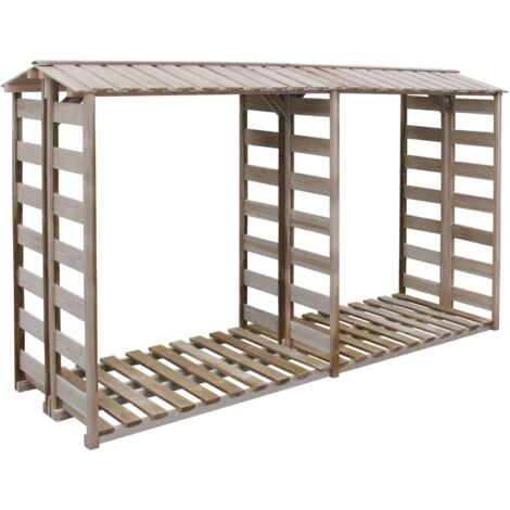 Vidaxl – Abri à bûches 300x90x176cm en pin imprégné – Résistant à la pourriture – Toit incliné pour protection pluie et neige – Circulation d'air optimale