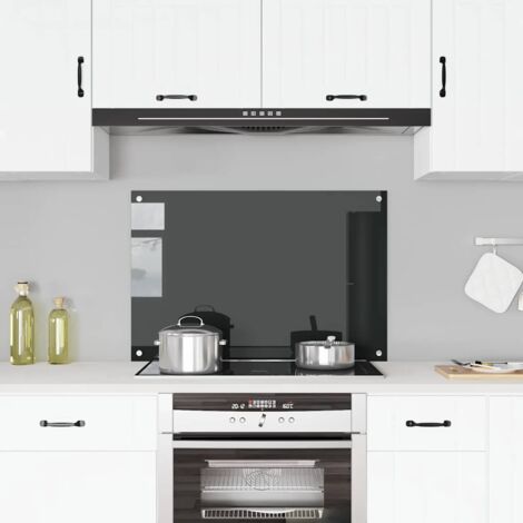 Vidaxl – Dosseret de cuisine noir 90x60 cm en verre trempé – Résistant à la chaleur – Protection anti-éclaboussures – Facile à nettoyer
