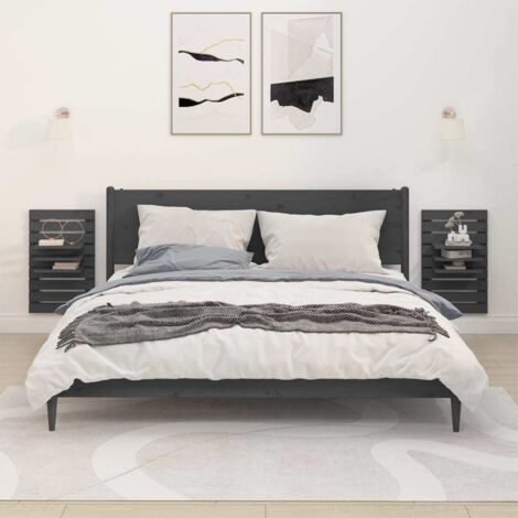 vidaXL Étagères de chevet murales 2 pcs Gris Bois de pin massif (1/5)