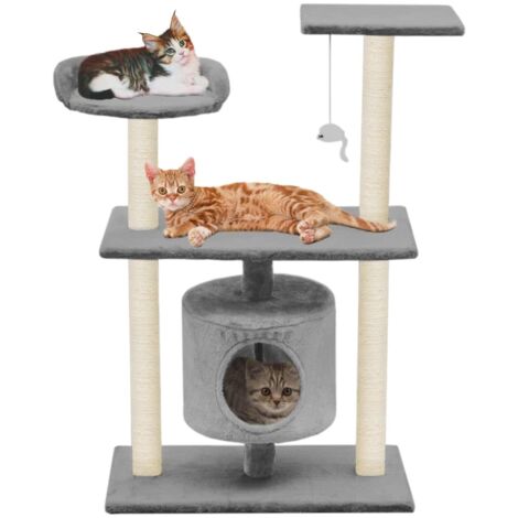vidaXL Arbre à chat avec griffoirs en sisal 95 cm Gris (1/5)
