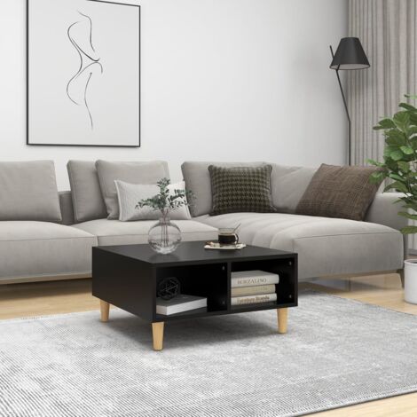 vidaXL Table basse noir 60x60x30 cm bois d'ingénierie (1/5)