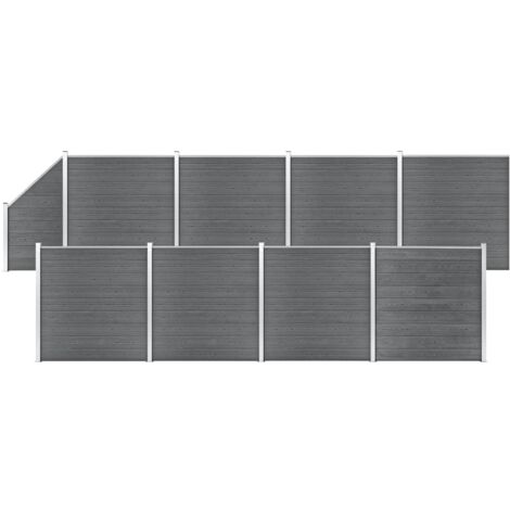 Ensemble de clôture WPC 8 Carré + 1 Incliné 1484x186 cm Gris vidaXL