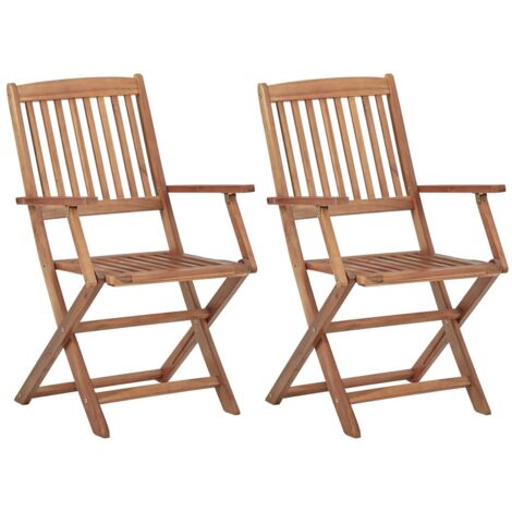 Chaises pliables d'extérieur lot de 2 Bois d'acacia solide vidaXL
