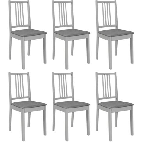 Chaises à manger avec coussins lot de 6 gris bois solide vidaXL