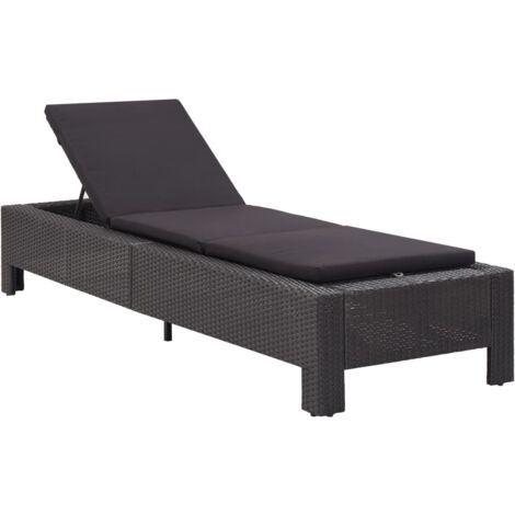 vidaXL Transat avec coussin Noir Résine tressée (1/6)