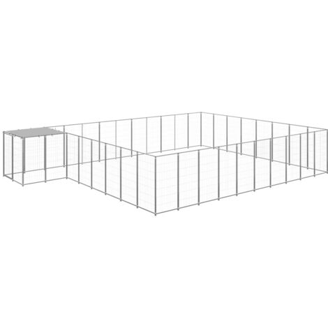 Chenil Argenté 25,41 m² Acier vidaXL