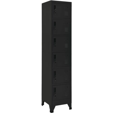 Vidaxl – Armoire d'atelier noire 38x40x180 cm – Acier durable – 6 portes verrouillables – Capacité 60 kg – Pour rangement sécurisé - vidaXL86742